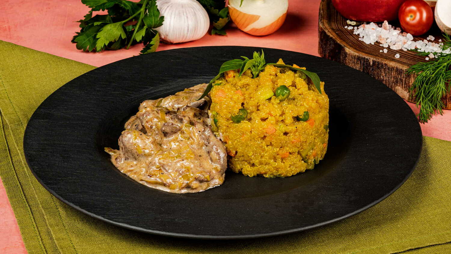Печень куриная с киноа Печень куриная с киноа